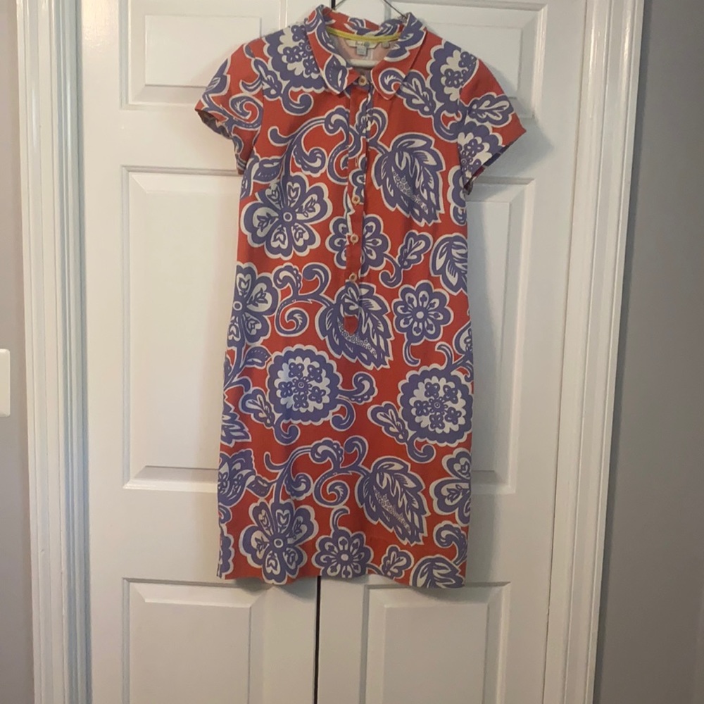 Boden Orange and Lavender Floral Shift Dress